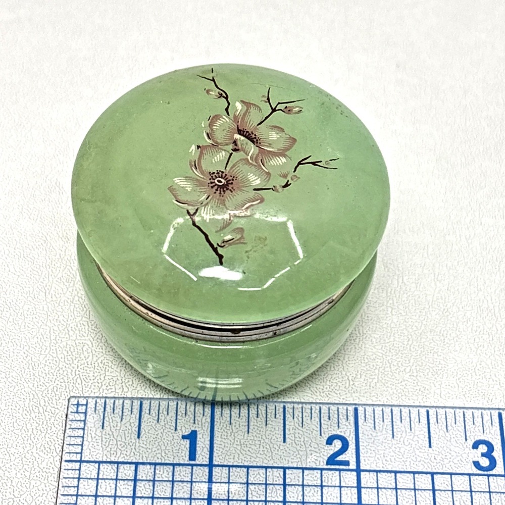 Vintage Aram Alabaster Jewlery Trinket Box Floral Design Made in Florence Italy - Picture 6 of 6